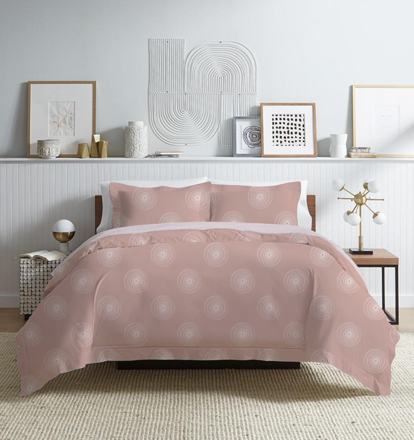 Luxury Cotton King Size Bedsheet Set | Circular Design Pattern