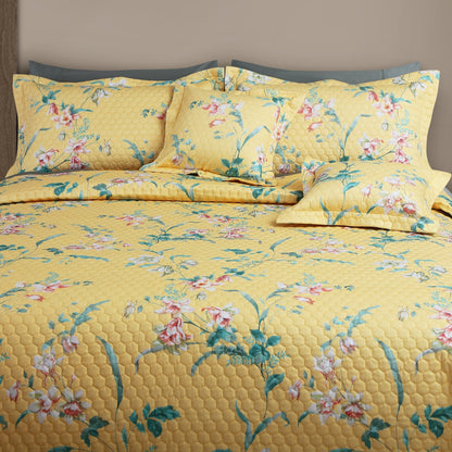 Yellow King Size 5 Piece Quilted Bedcover Set (100% Cotton)