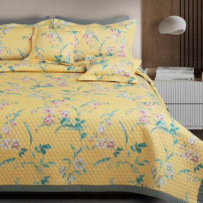Yellow King Size 5 Piece Quilted Bedcover Set (100% Cotton)