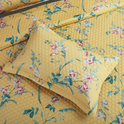 Yellow King Size 5 Piece Quilted Bedcover Set (100% Cotton)