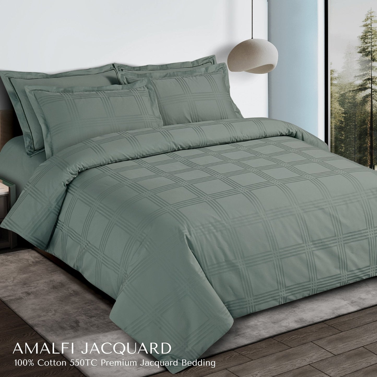 Bold Checkered Jacquard Cotton Bedsheet Set – King Size with Pillow Covers