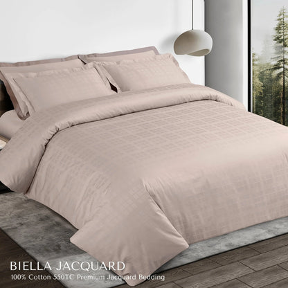 Premium Jacquard Cotton King Size Bedsheet Set - Checkered Design