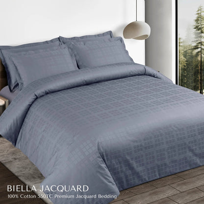 Premium Jacquard Cotton King Size Bedsheet Set - Checkered Design