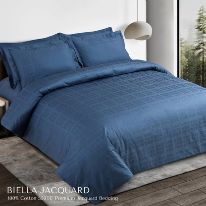 Premium Jacquard Cotton King Size Bedsheet Set - Checkered Design