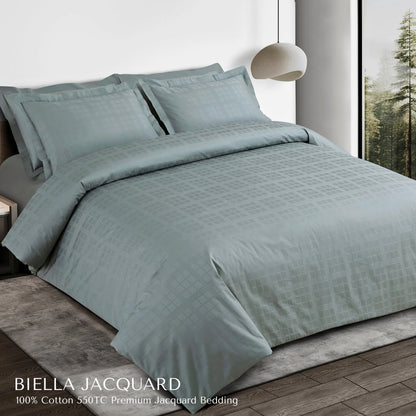 Premium Jacquard Cotton King Size Bedsheet Set - Checkered Design
