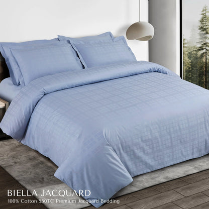 Premium Jacquard Cotton King Size Bedsheet Set - Checkered Design