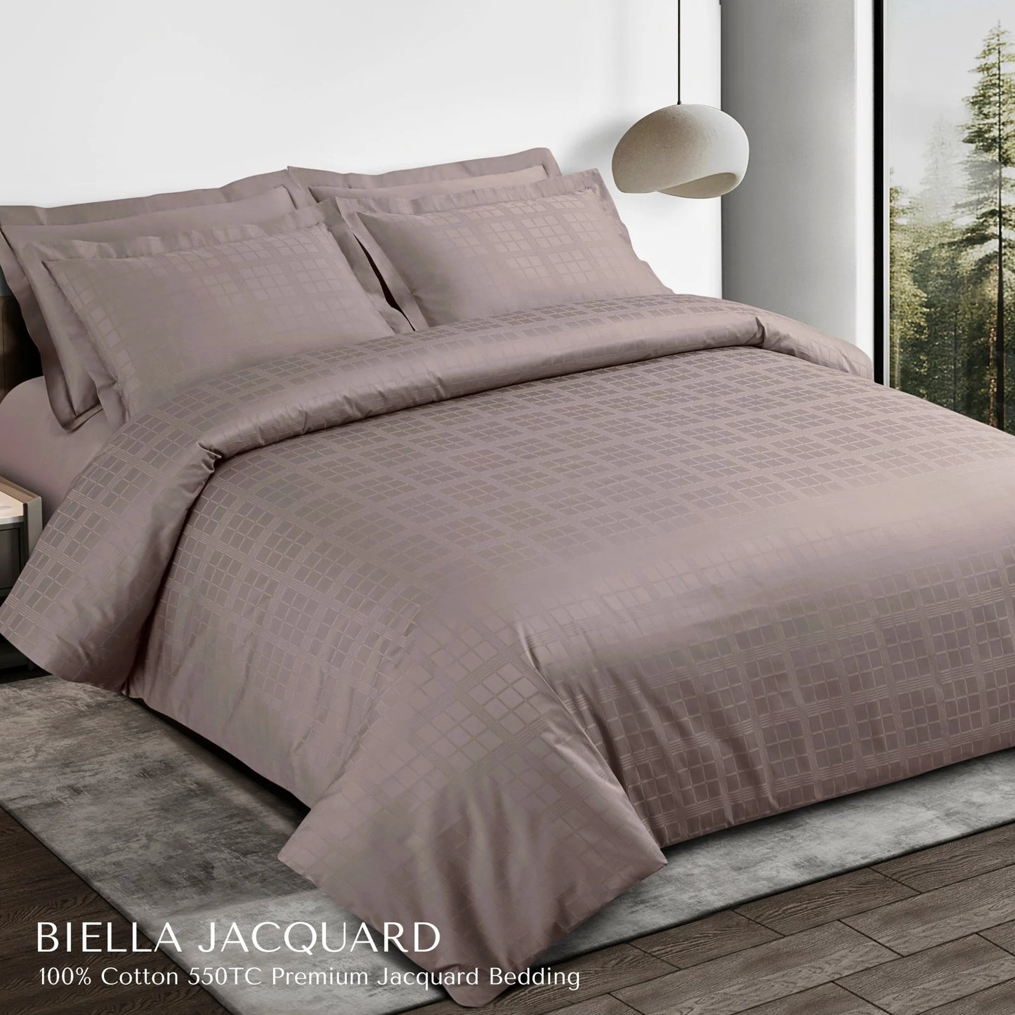 Premium Jacquard Cotton King Size Bedsheet Set - Checkered Design