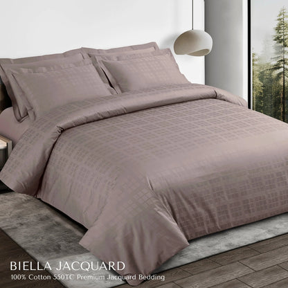 Premium Jacquard Cotton King Size Bedsheet Set - Checkered Design