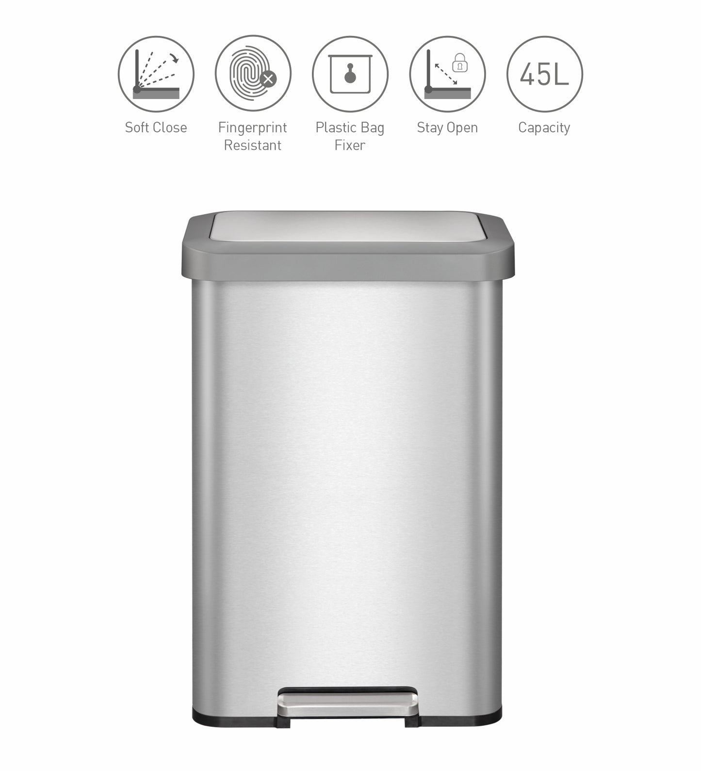 Minimalist Fingerprint-Resistant Pedal Trash Bin – Sleek & Durable
