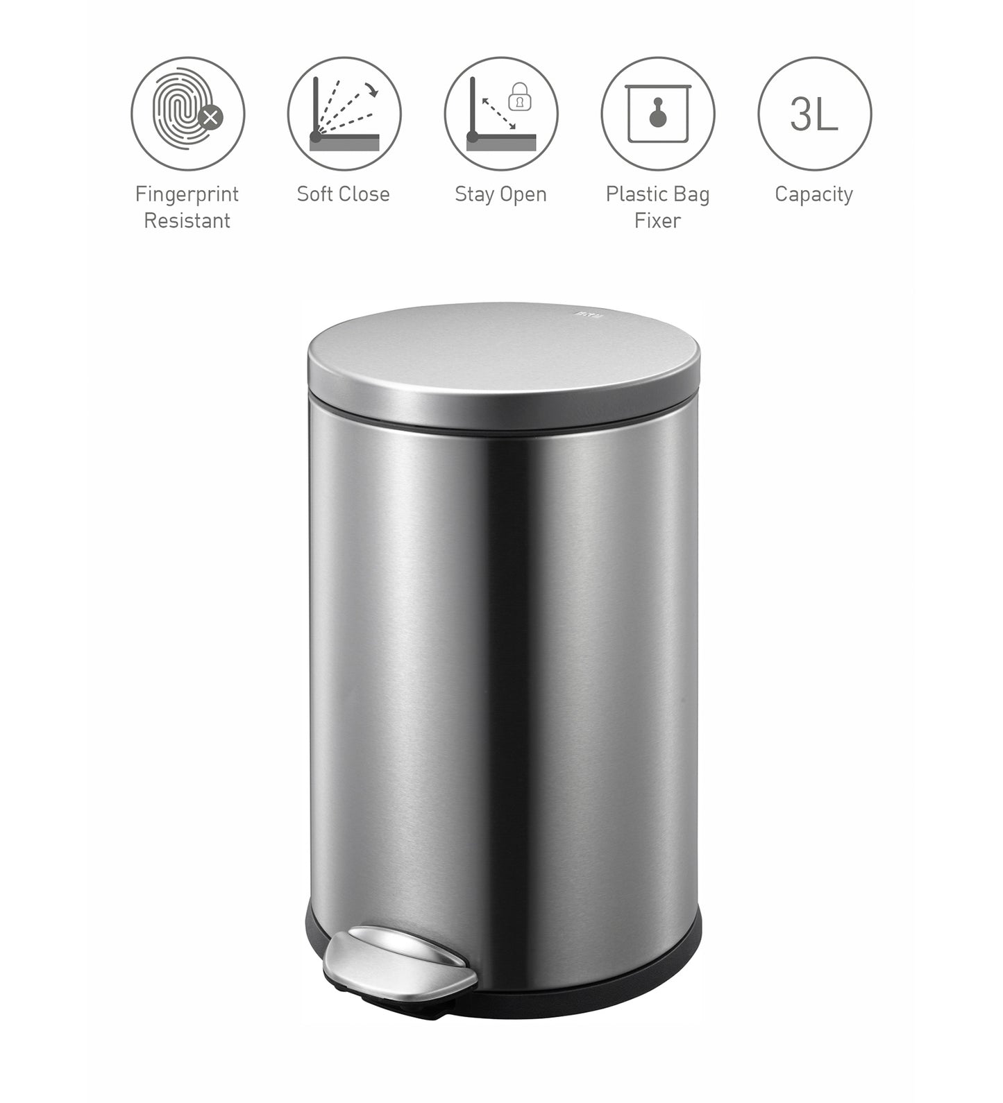 Sleek Step-On Trash Bin – Smudge-Resistant Steel, Hands-Free Design