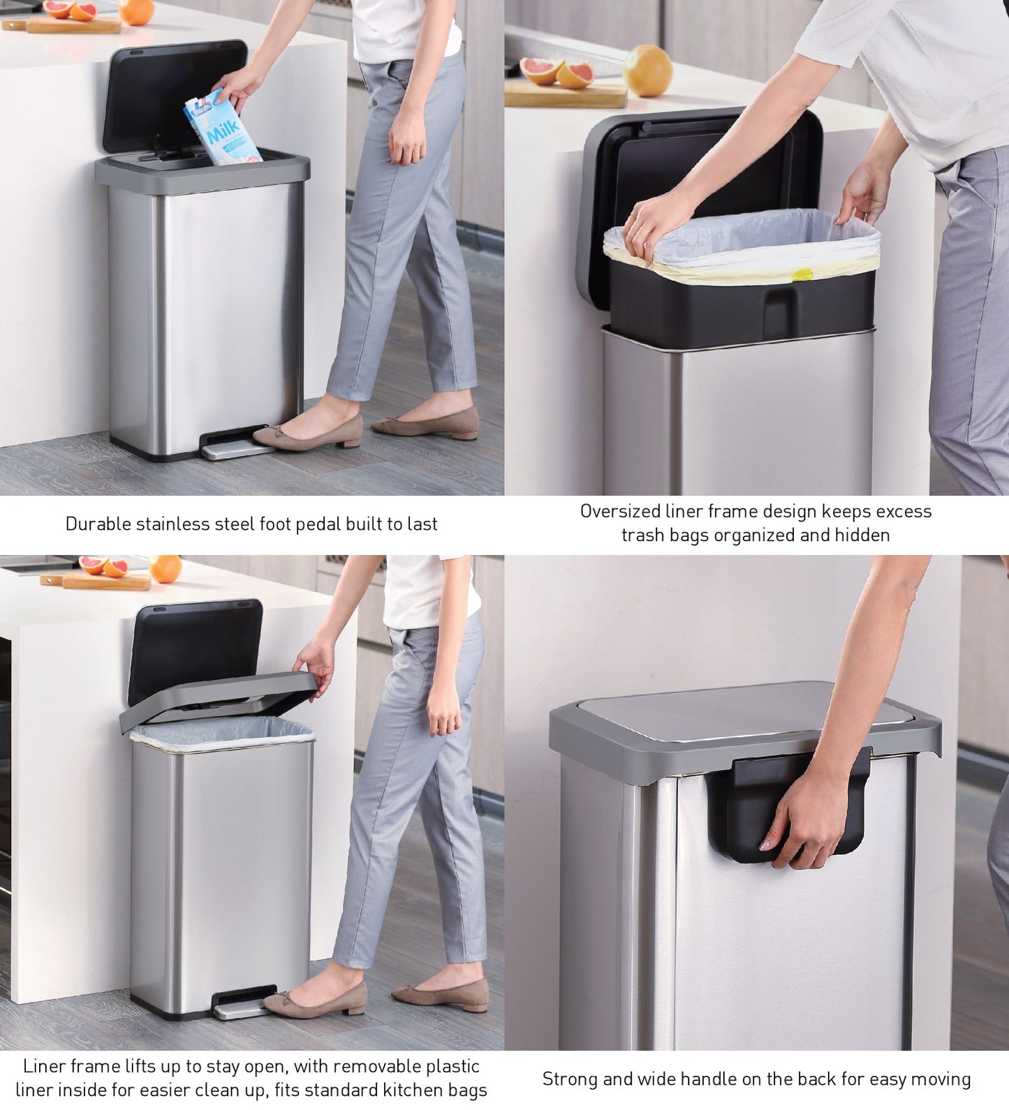 Minimalist Fingerprint-Resistant Pedal Trash Bin – Sleek & Durable