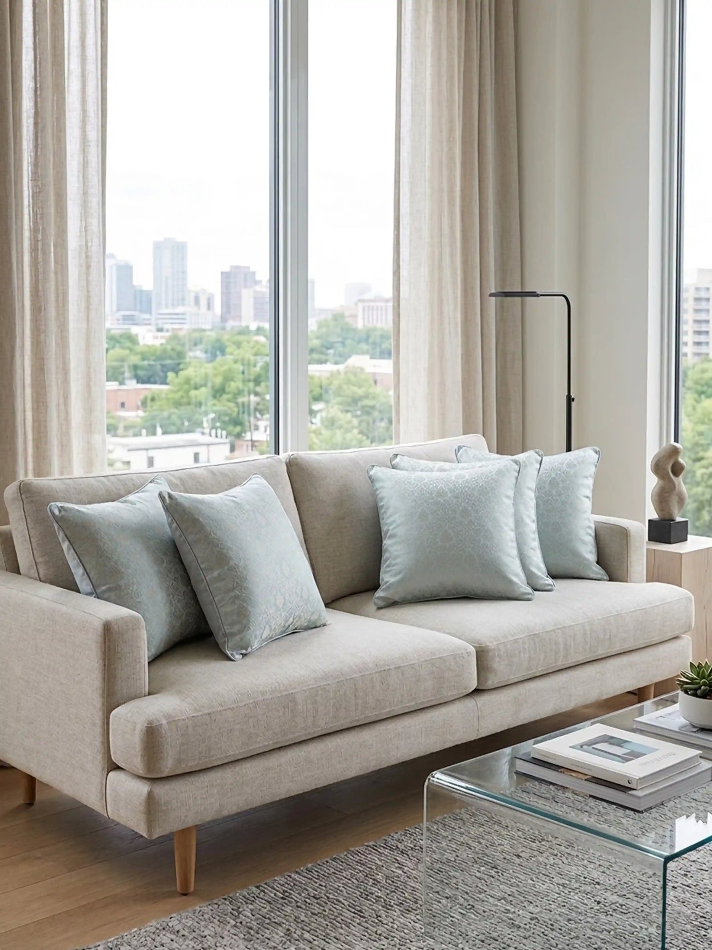 Mint Green Cushion Covers with Concealed Zipper (Set of 5)