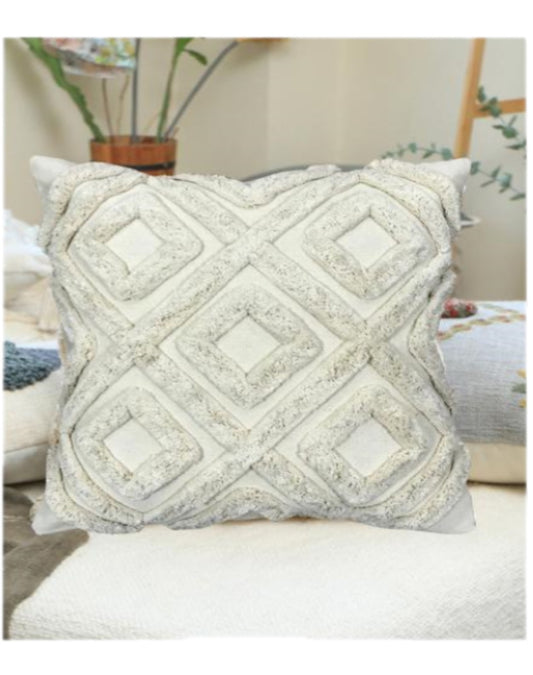 Textured Diamond Tufted Cushion Cover | 18x18 Inches | Multicolor Accents
