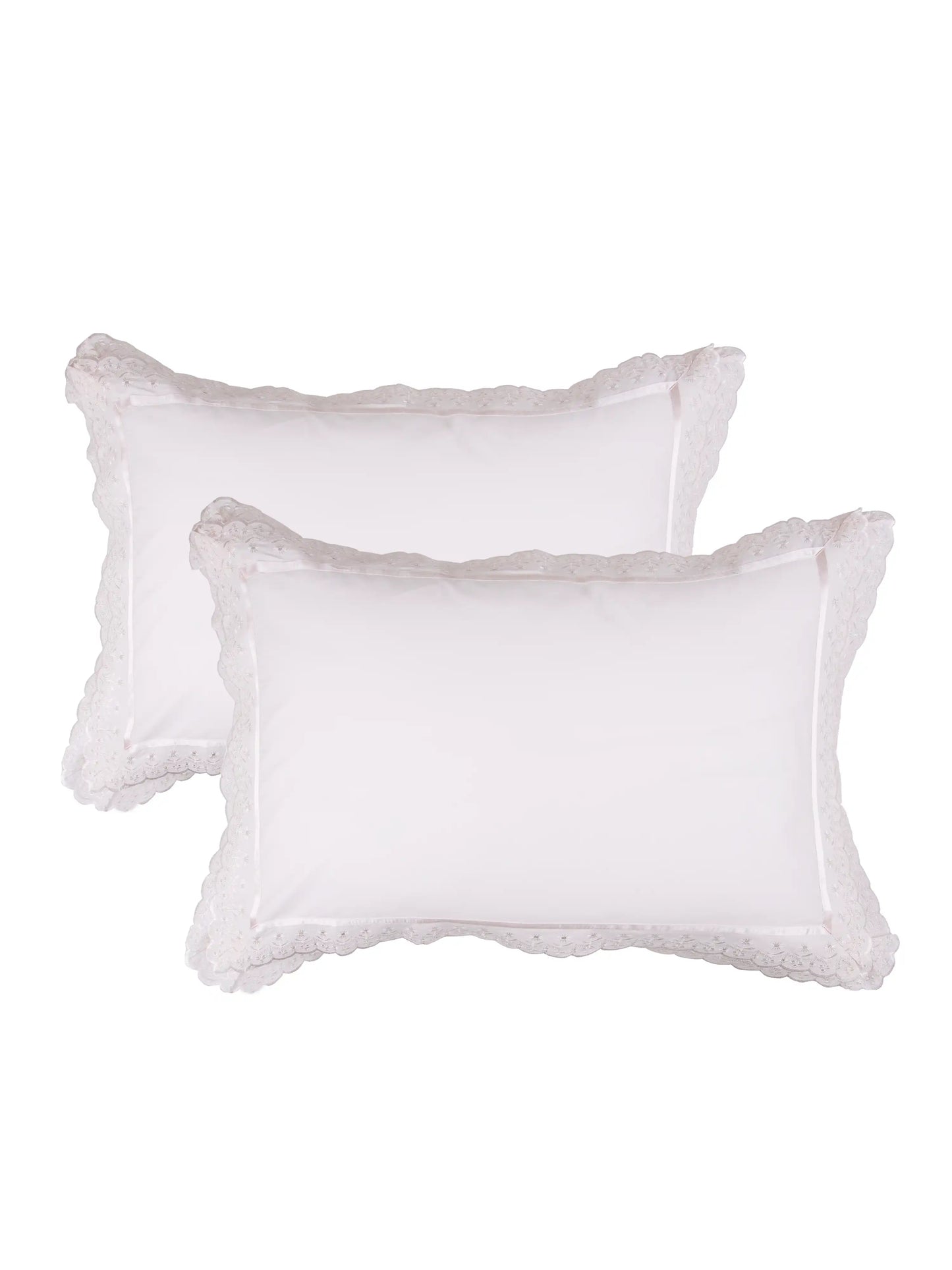 AtoZ Home Decor Cotton Lace Border Pillow Covers (Set of 1 & 2)