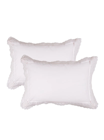 AtoZ Home Decor Cotton Lace Border Pillow Covers (Set of 1 & 2)