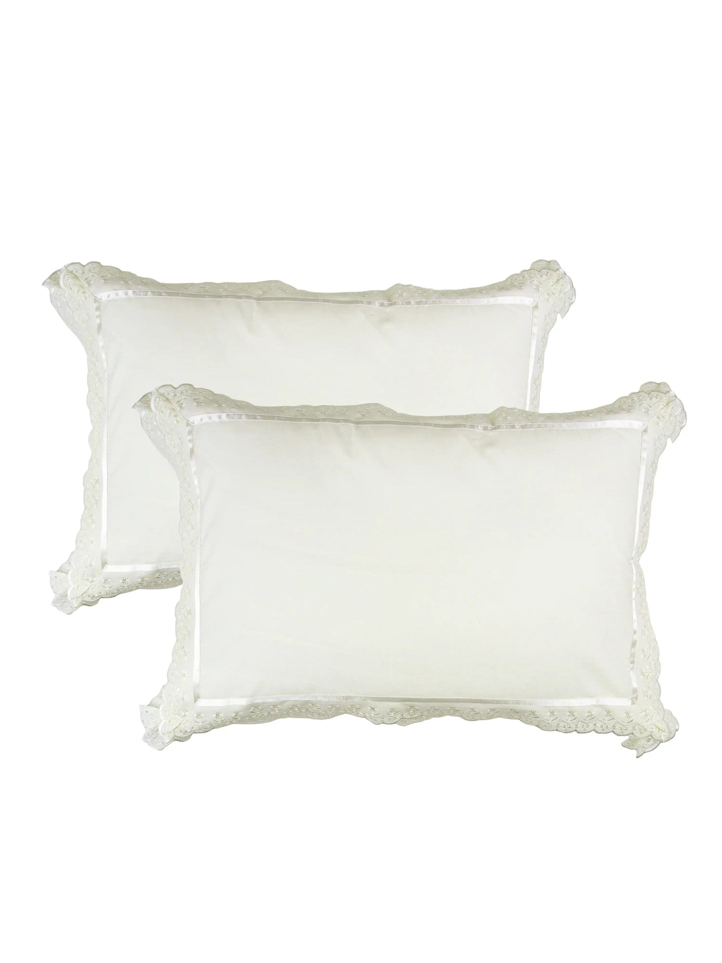 AtoZ Home Decor Cotton Lace Border Pillow Covers (Set of 1 & 2)