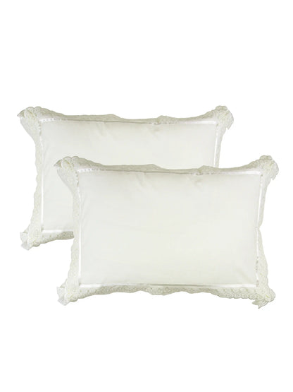 AtoZ Home Decor Cotton Lace Border Pillow Covers (Set of 1 & 2)