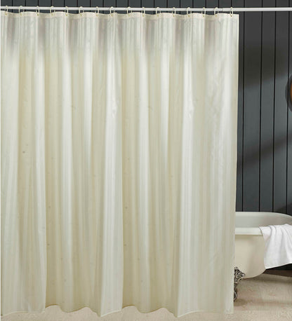 Water Repellent Polyester Shower Curtain – Quick Dry & Soft Feel (with Hooks)