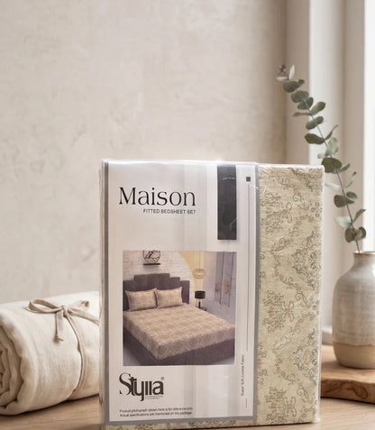 Stylla Maison 3-Piece King Size Fitted Bedsheet Set (72" x 72" + 10") – Super Soft Crinkle Fabric Bedding with Pillow Covers
