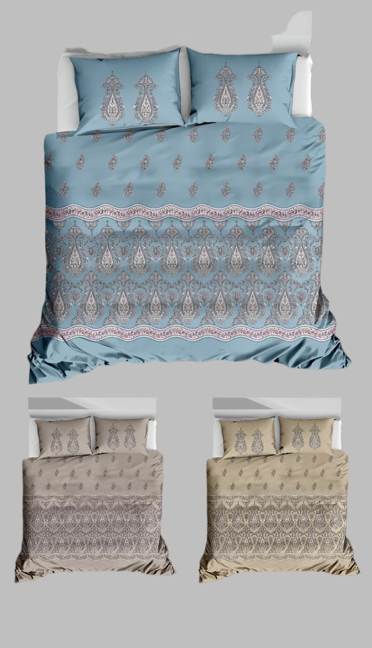Paisley Print King Size Cotton Bedsheet Set | 3 Piece Soft Designer Bedding