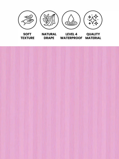Super Living Waterproof Striped Shower Curtain with Hooks | Soft Texture Durable Bathroom Curtain | 180 x 200 CM