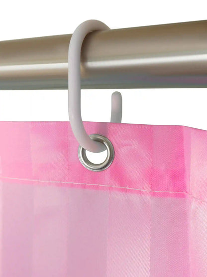 Super Living Waterproof Striped Shower Curtain with Hooks | Soft Texture Durable Bathroom Curtain | 180 x 200 CM