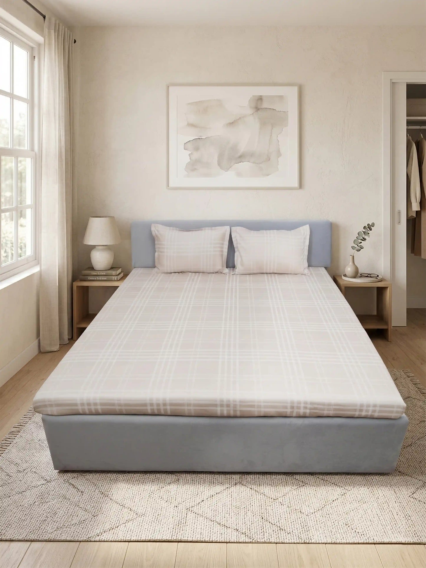 Premium 300 TC Cotton King Size Bedding Set 4 Piece (Bedsheet, Comforter, 2 Pillow Covers)
