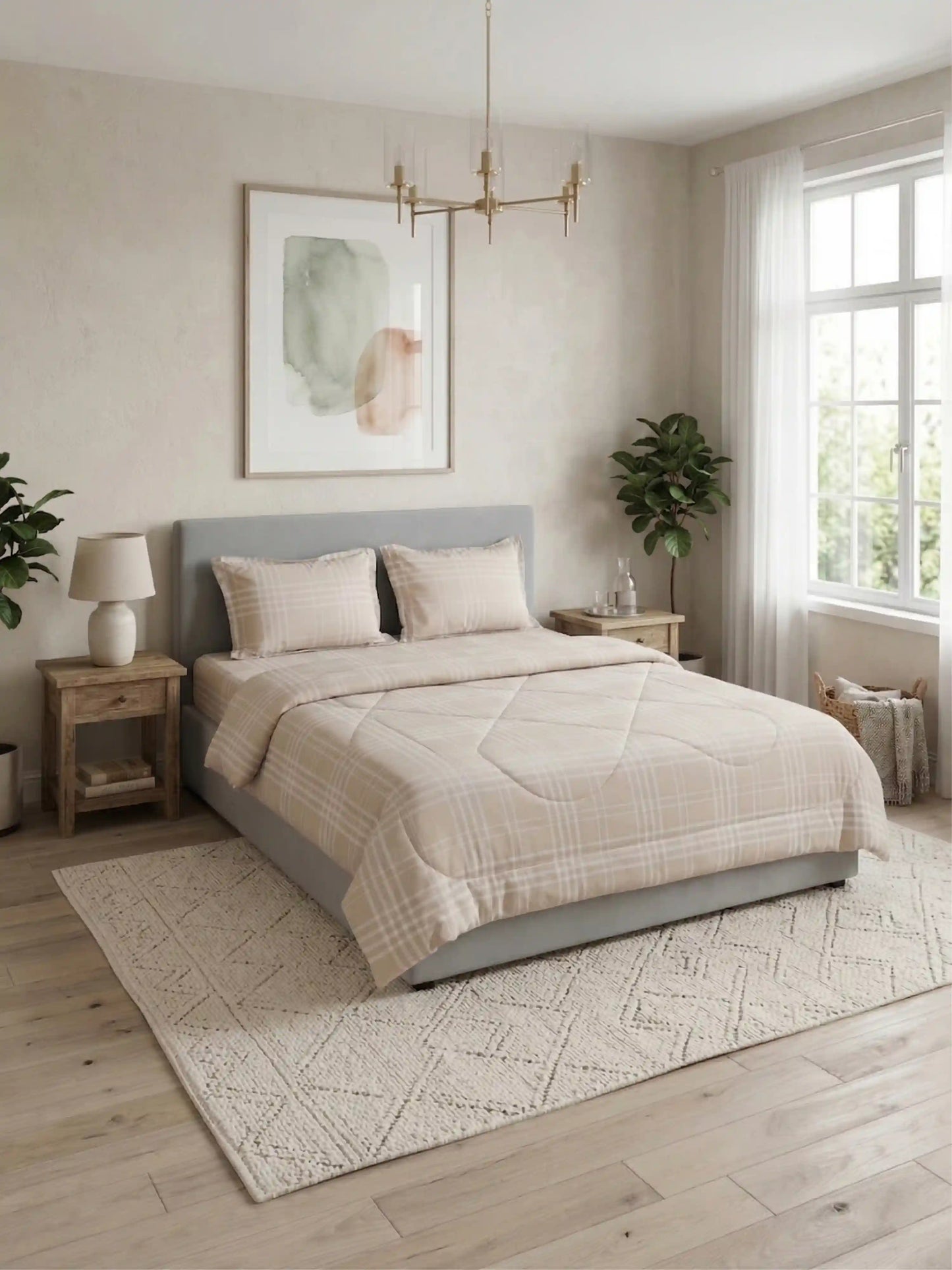 Premium 300 TC Cotton King Size Bedding Set 4 Piece (Bedsheet, Comforter, 2 Pillow Covers)