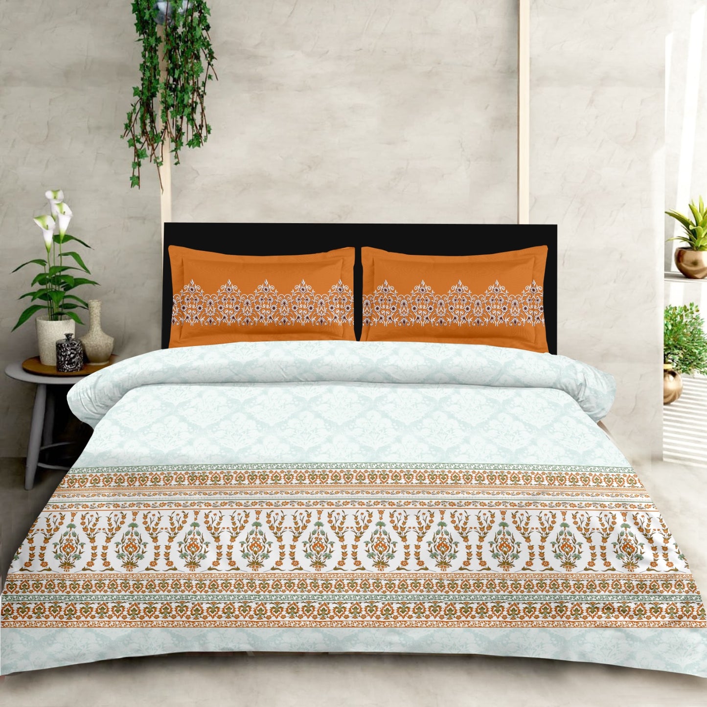 Premium King Size Cotton Bedsheet Set – 3 Piece Soft Feel Designer Collection