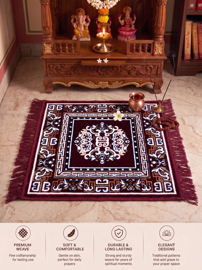 Atoz Home Decor Traditional Square Pooja Aasan Mat | 20x20 Inch | Multiple Colors.