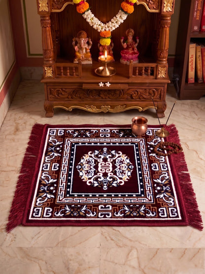 Atoz Home Decor Traditional Square Pooja Aasan Mat | 20x20 Inch | Multiple Colors.