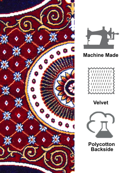 AtoZ Home Decor Machine-Made Velvet Carpet – Traditional Collection (4 ft x 6 ft)