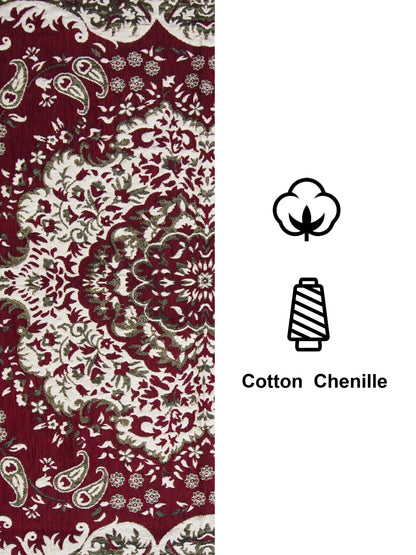 Premium Cotton Chenille Carpet for Living Room | 4.5x7 ft | Red, Blue & Brown