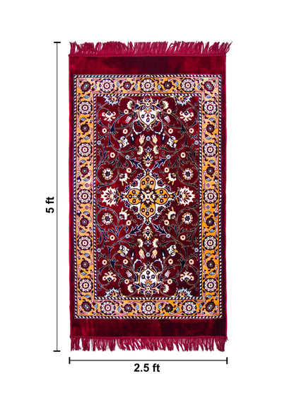 AtoZ Home Decor Machine-Made Velvet Carpet – Traditional Collection (2.5 ft x 5 ft)