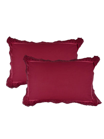 AtoZ Home Decor Cotton Lace Border Pillow Covers (Set of 1 & 2)