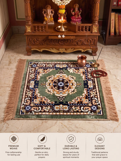 Atoz Home Decor Traditional Square Pooja Aasan Mat | 20x20 Inch | Multiple Colors.