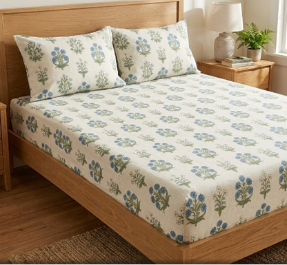 Delta Ziva Floral Double Bedsheet Set with 2 Pillow Covers (230x250 )cm .