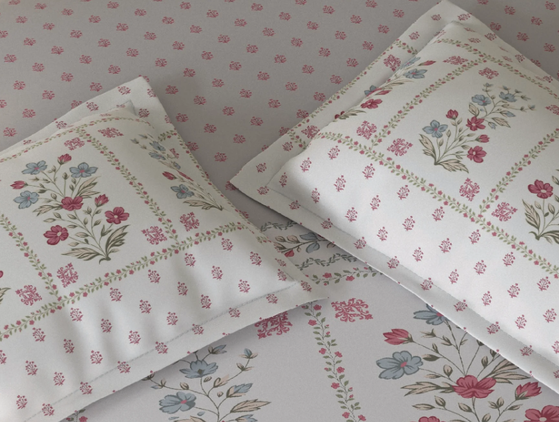 SPACES Calm Living Rio Grey Floral 100% Cotton Double Bedsheet Set with 2 Pillow Covers