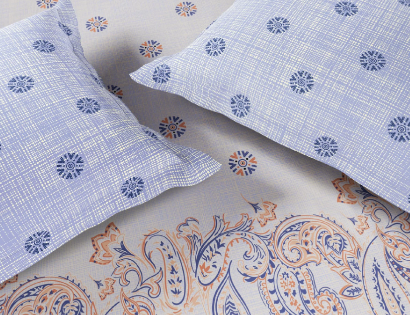 SPACES Flora 100% Cotton 144 TC Percale Bedsheet Set with 2 Pillow Covers (Orange)