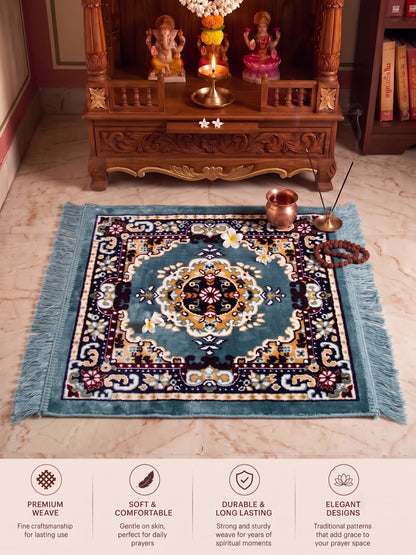 Atoz Home Decor Traditional Square Pooja Aasan Mat | 20x20 Inch | Multiple Colors.