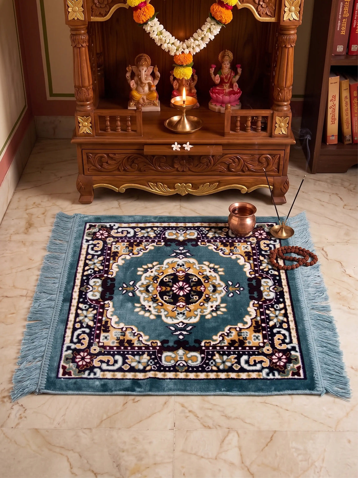 Atoz Home Decor Traditional Square Pooja Aasan Mat | 20x20 Inch | Multiple Colors.