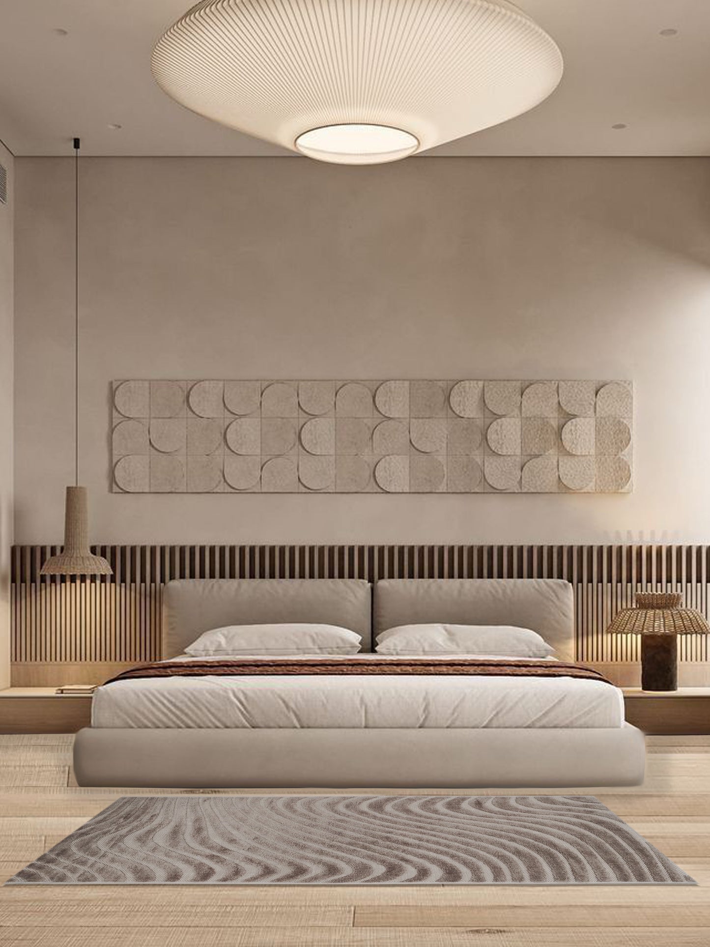 Mocha Brown Sculpted Wave Runner – Modern Textured Plush Runner