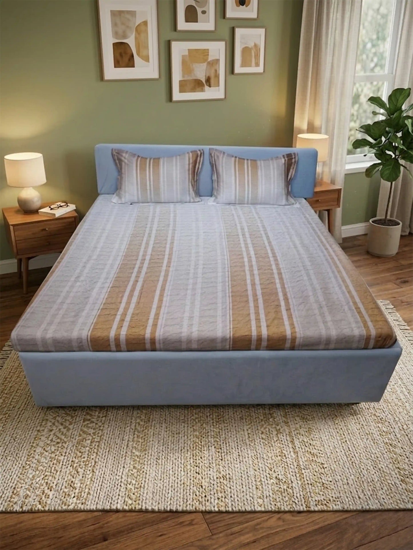 High Living 100% Cotton King Size Bedsheet Set (400 TC)