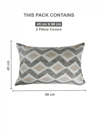 Soft Feel Grey-Beige Geometric Cotton King Bedsheet Set