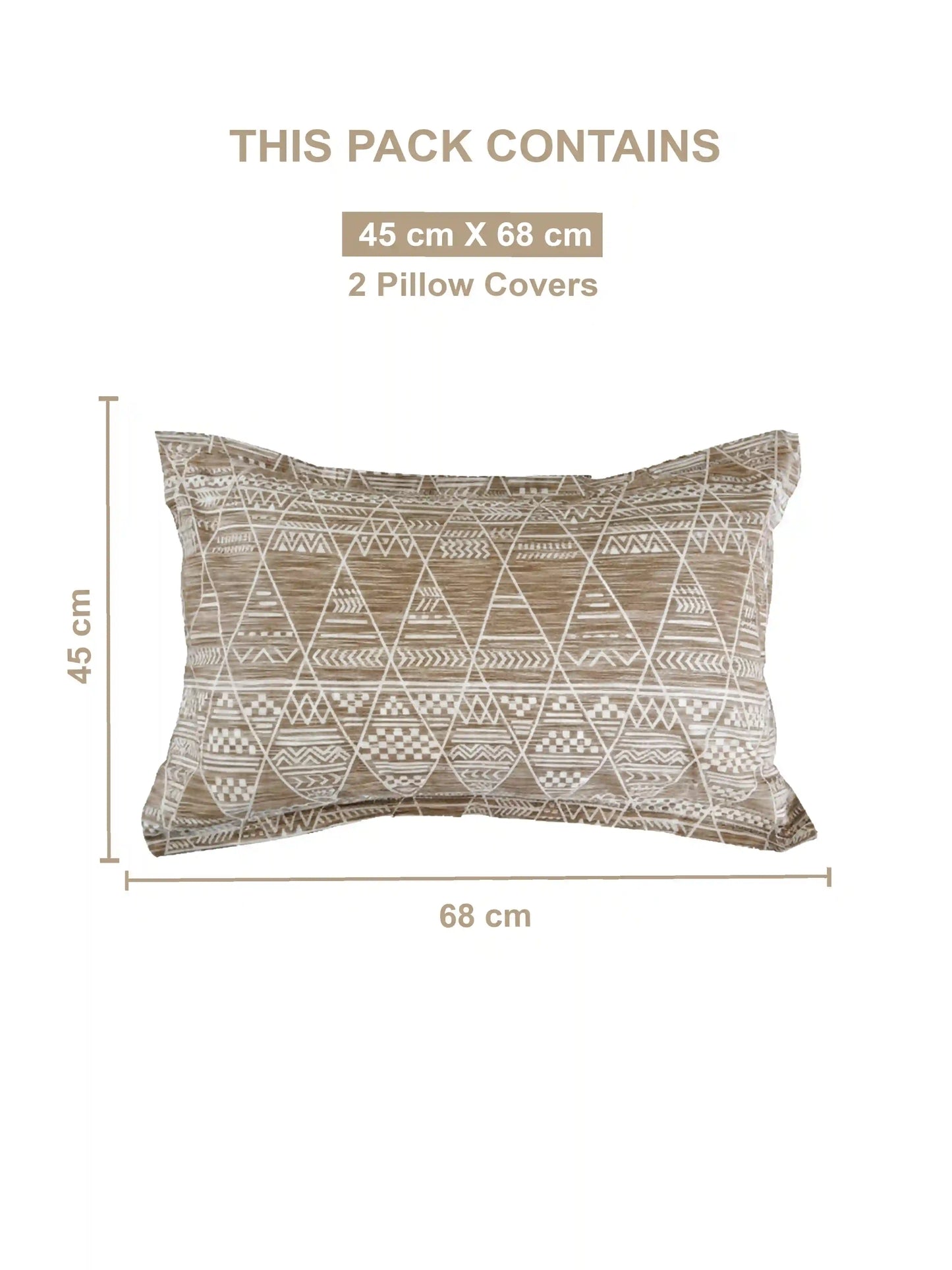 Soft Feel Brown Geometric Cotton King Bedsheet Set