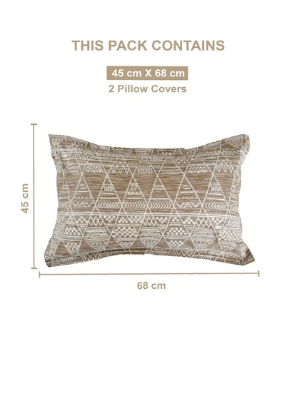 Soft Feel Brown Geometric Cotton King Bedsheet Set