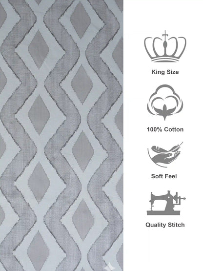 Soft Feel Taupe-Grey Geometric Cotton King Bedsheet Set