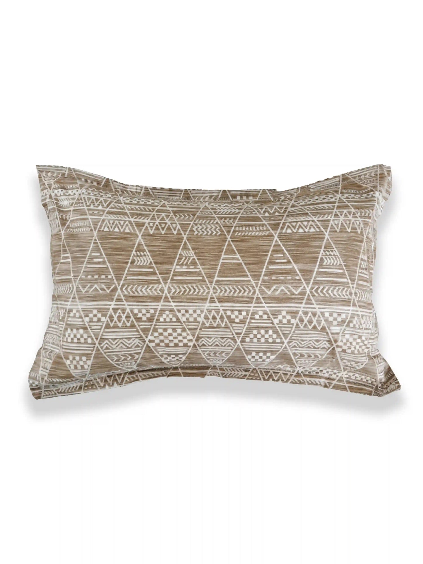 Soft Feel Brown Geometric Cotton King Bedsheet Set