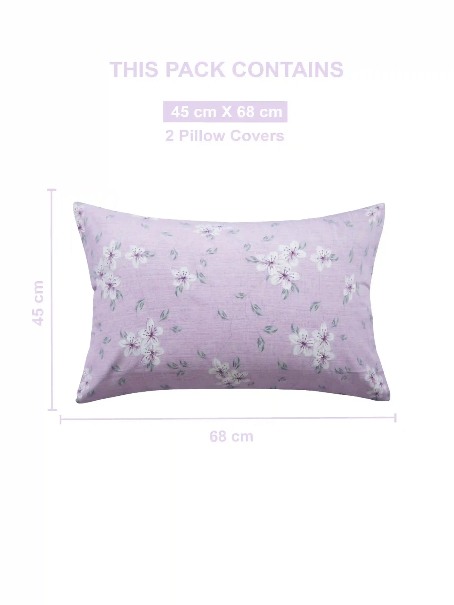 Soft Feel Light-Lavender Floral Cotton King Bedsheet Set