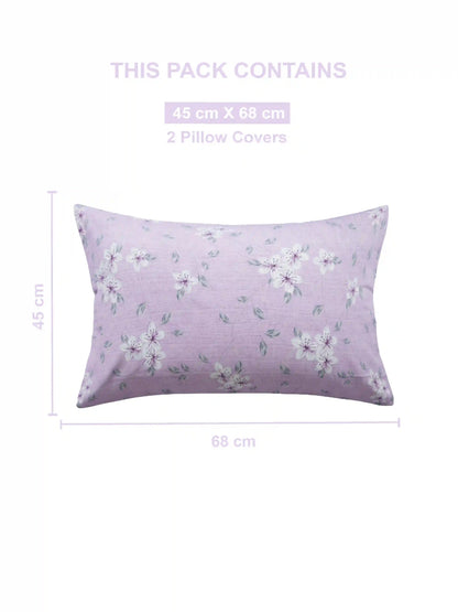 Soft Feel Light-Lavender Floral Cotton King Bedsheet Set